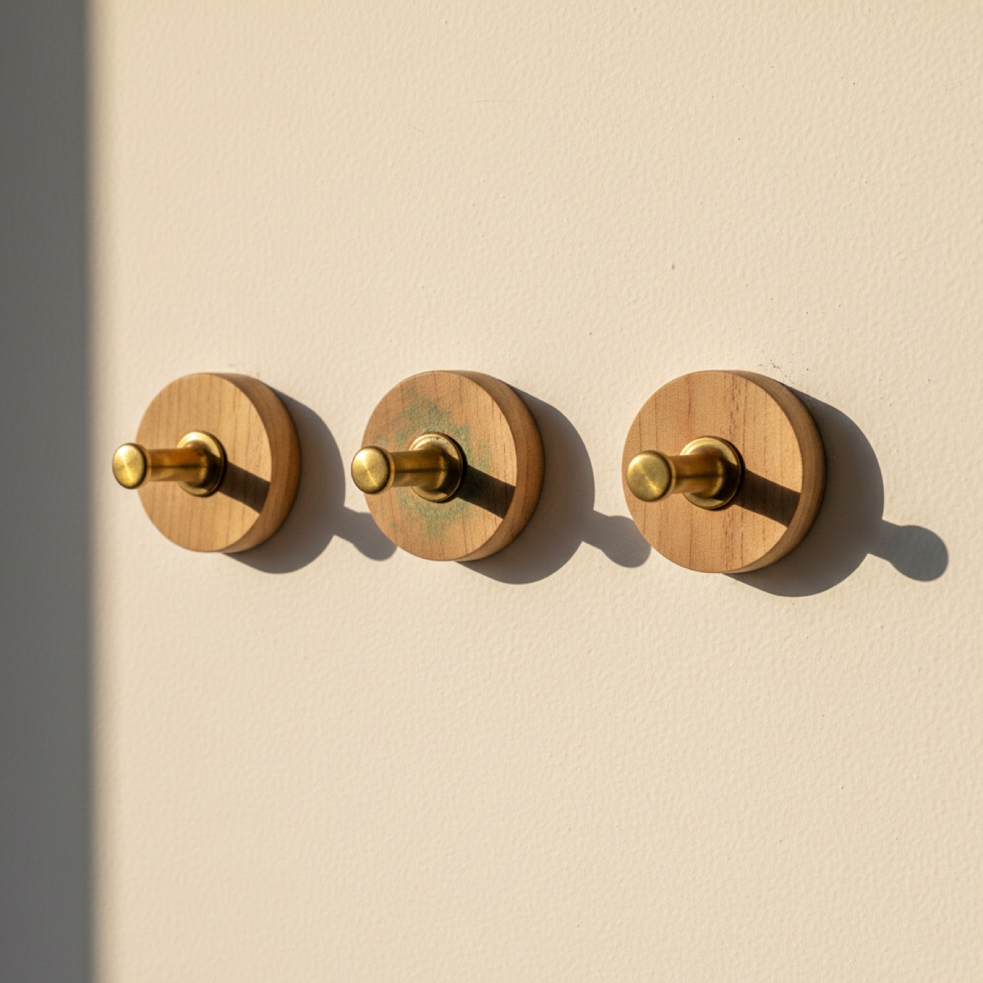 Brass Wall Hooks, Set of 3